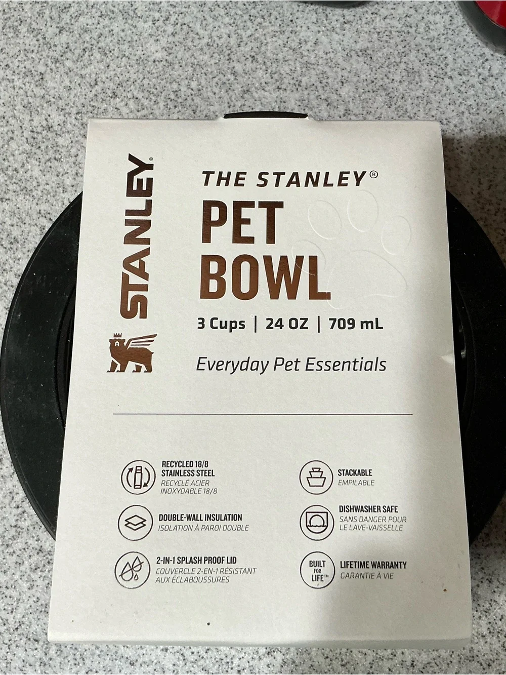 STANLEY PET BOWL 24oz STAINLESS STEEL non slip base